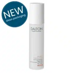 Flacon de la crème de jour Dalton Bright Perfection SPF50, avec un emballage en verre.