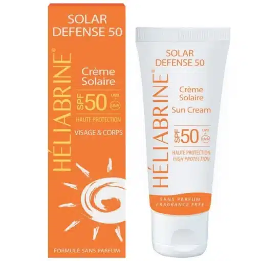 Crème solaire Héliabrine Solar Defense SPF 50 avec son emballage.